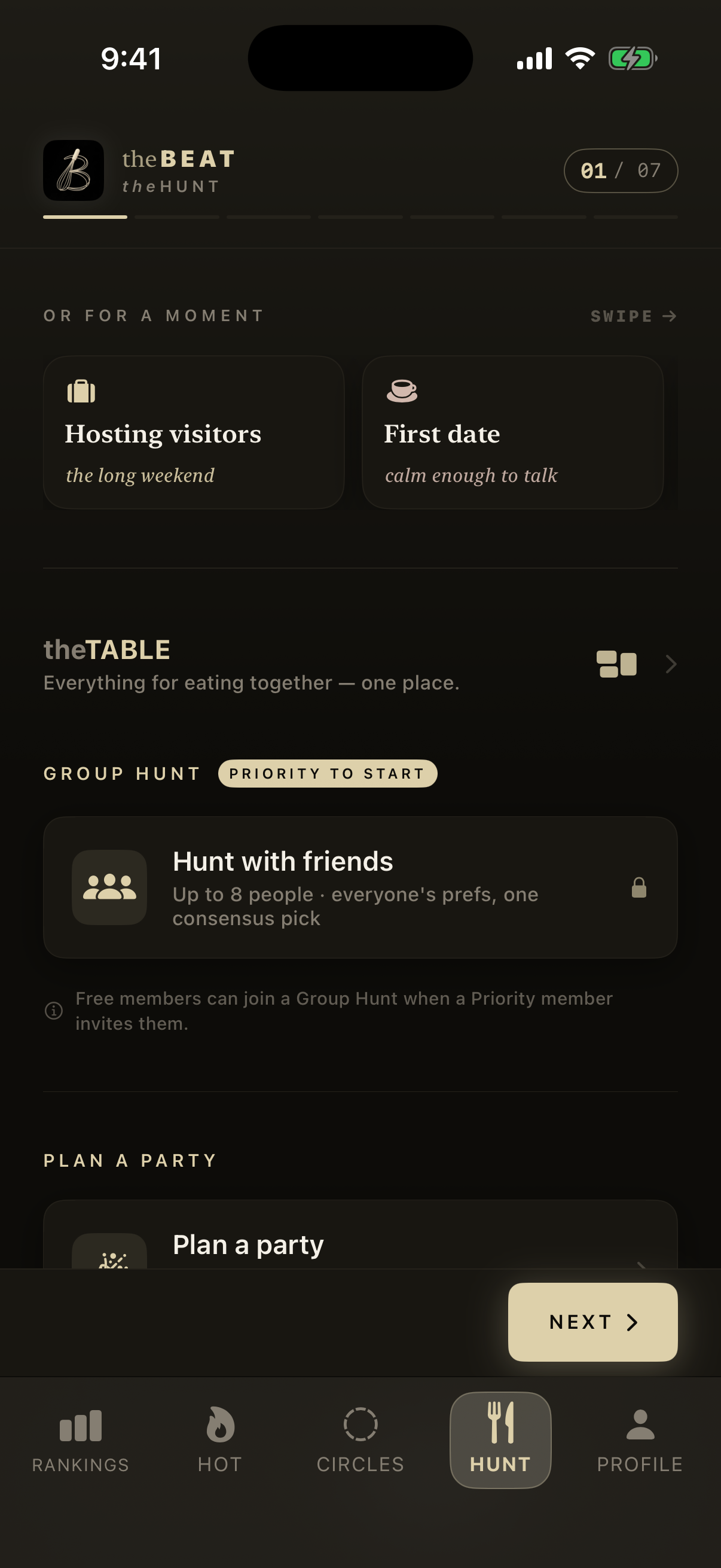 theBEAT Group Hunt — real app capture