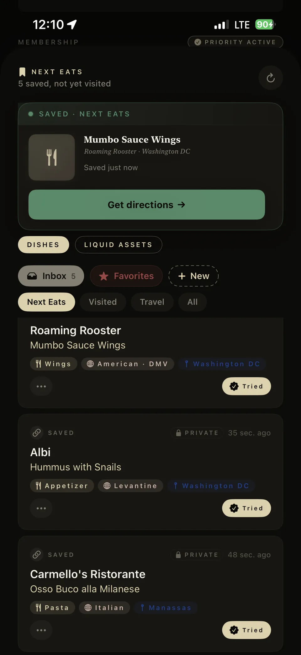 theBEAT Next Eats — real app capture